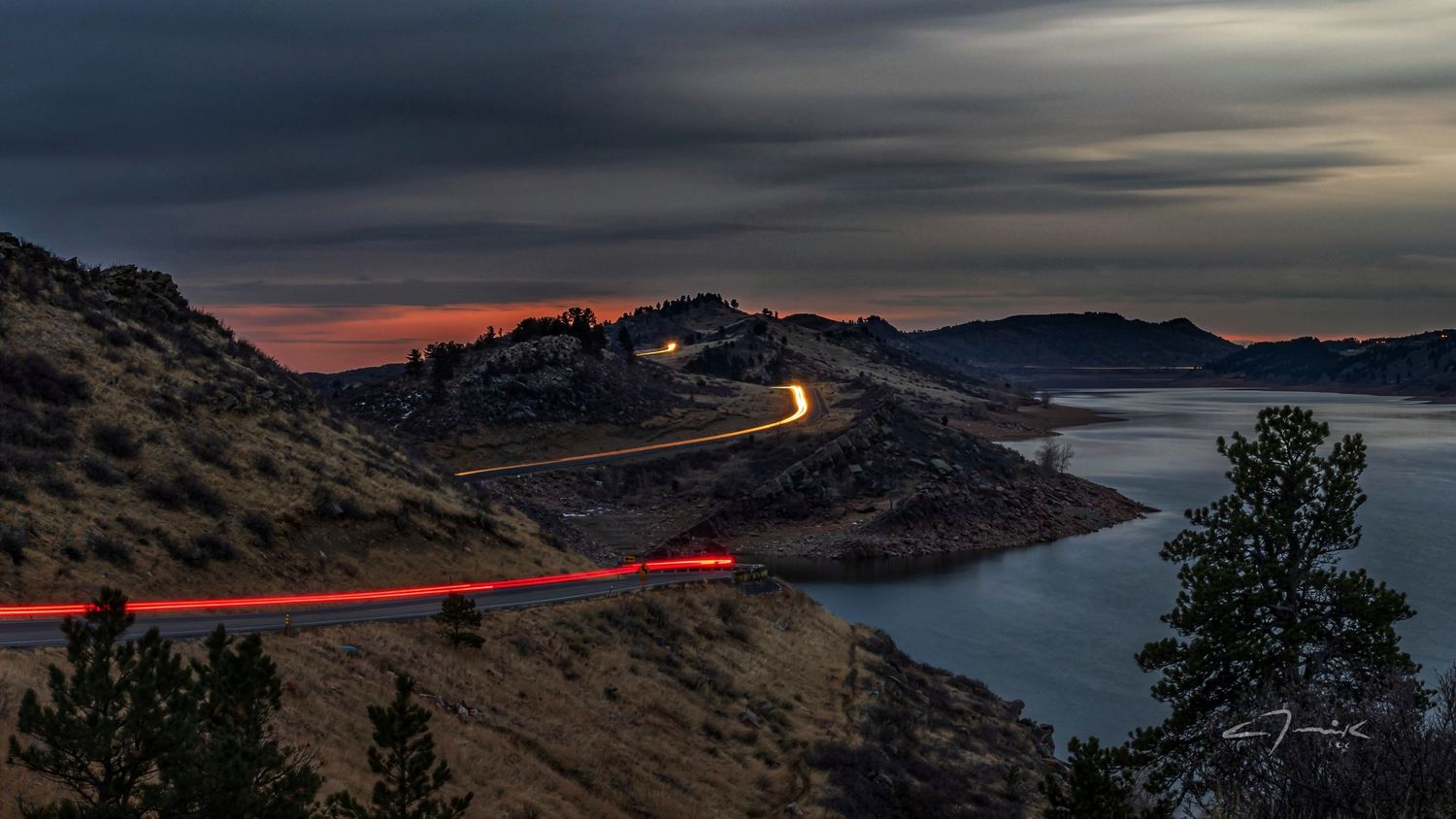 horsetooth light trails landscape sunset rural photo photography photographer northern colorado fine art nature
