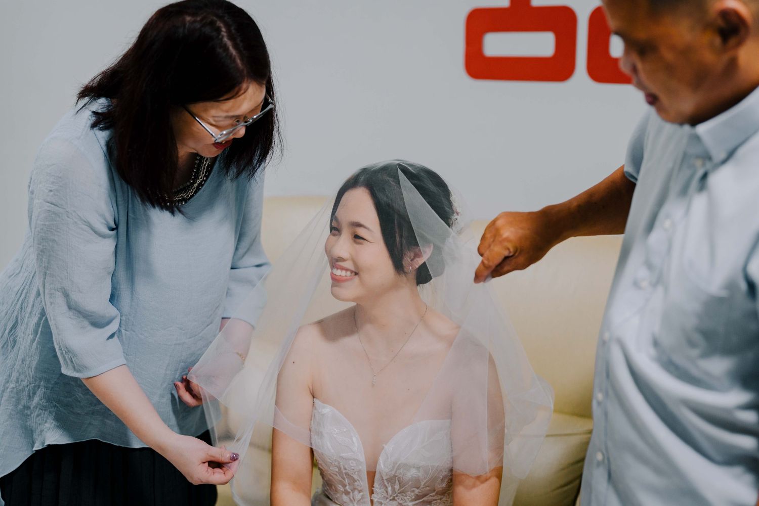 bride getting ready on wedding day