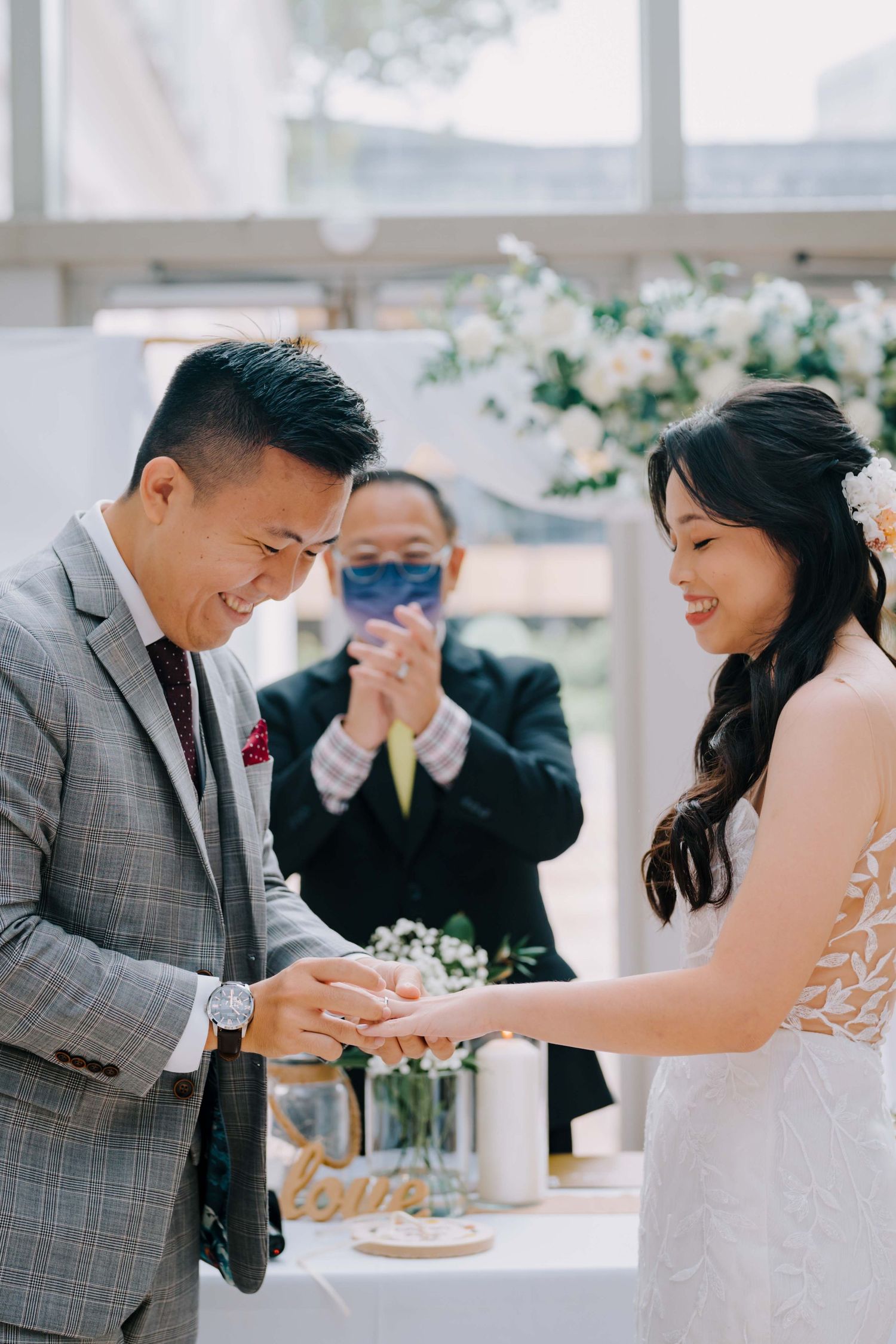 exchange of rings wedding at national museum of singapore