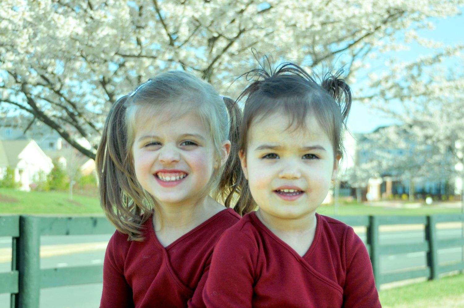 photo of two children in springtime