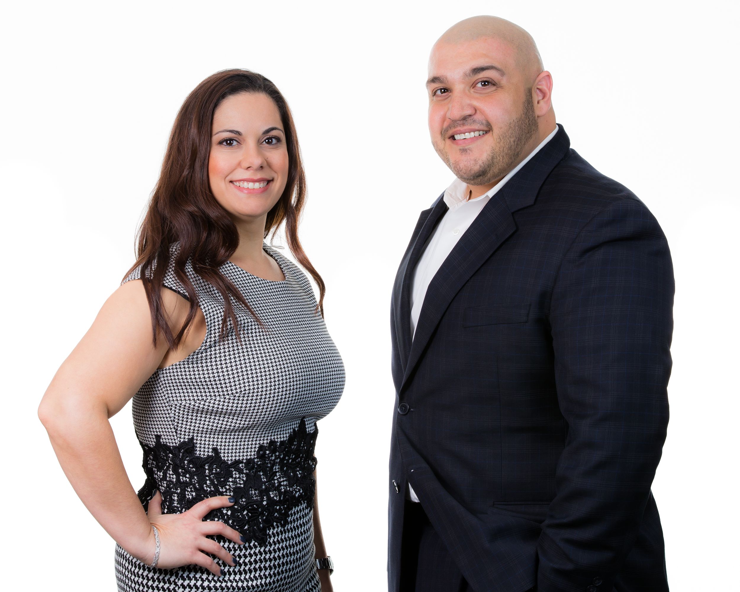 Business portrait series showing professional team members in formal attire.