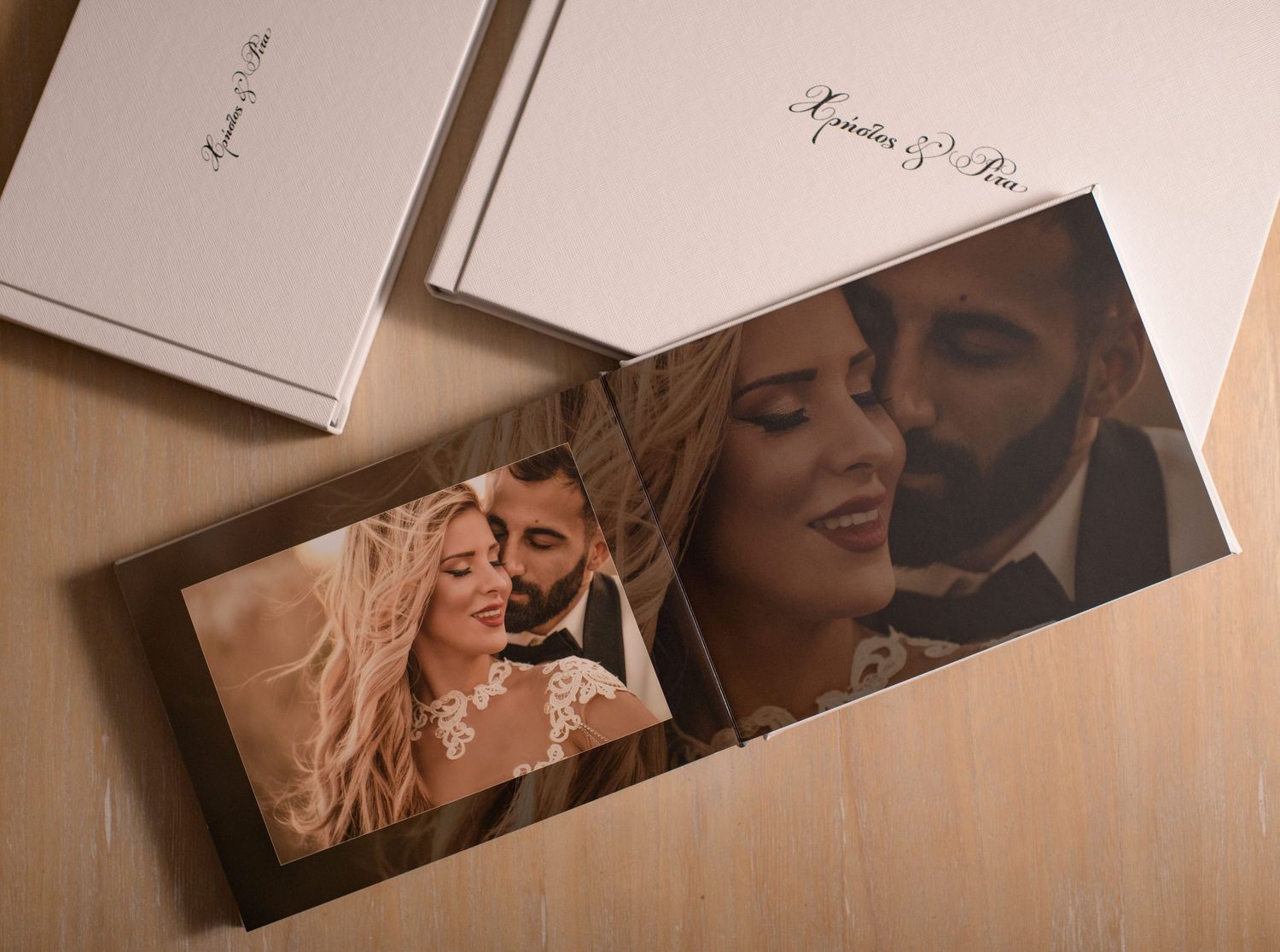 Close-up details of wedding invitation cards and stationery in warm tones.