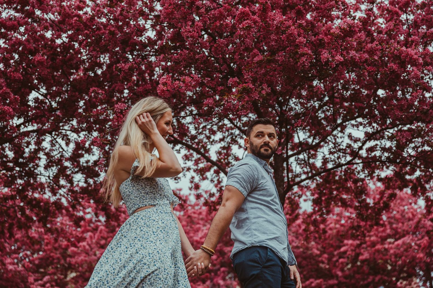 spring flowers engagement session naperville illinois chicago photographer