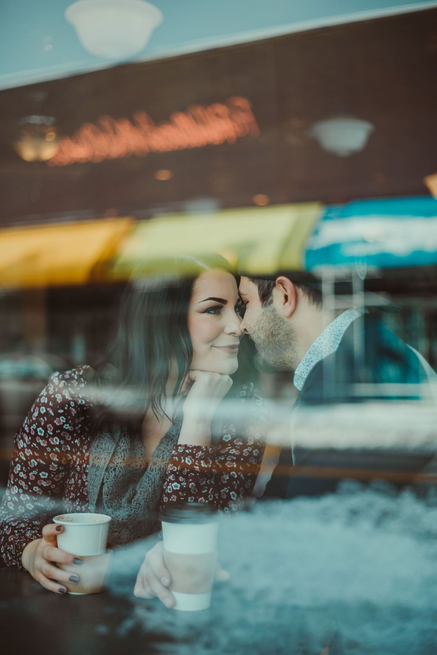 coffee shop engagement photos