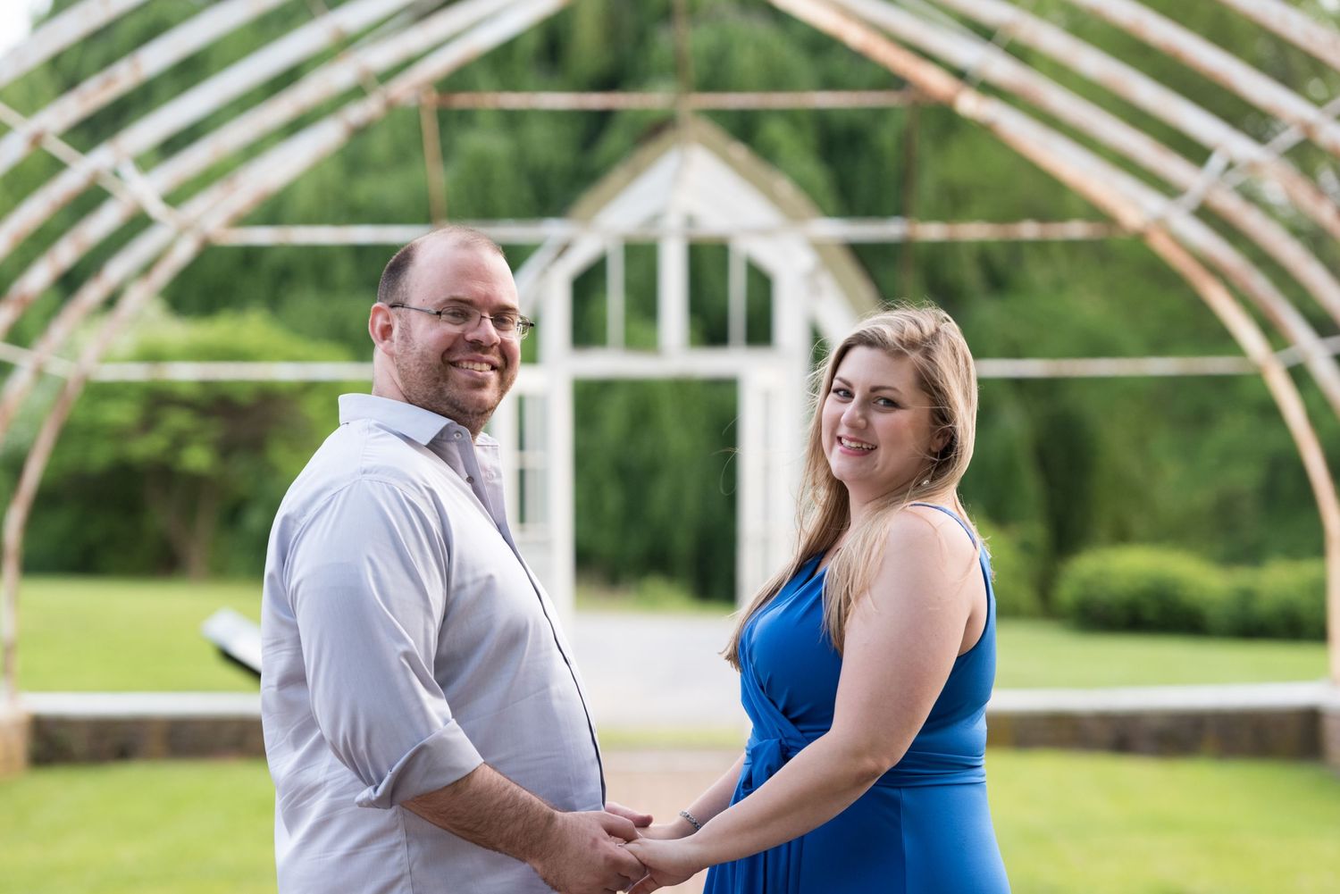 destination engagement portraits Lyndhurst Mansion greenhouse Tarrytown, NY New York Leah Ramuglia photography
