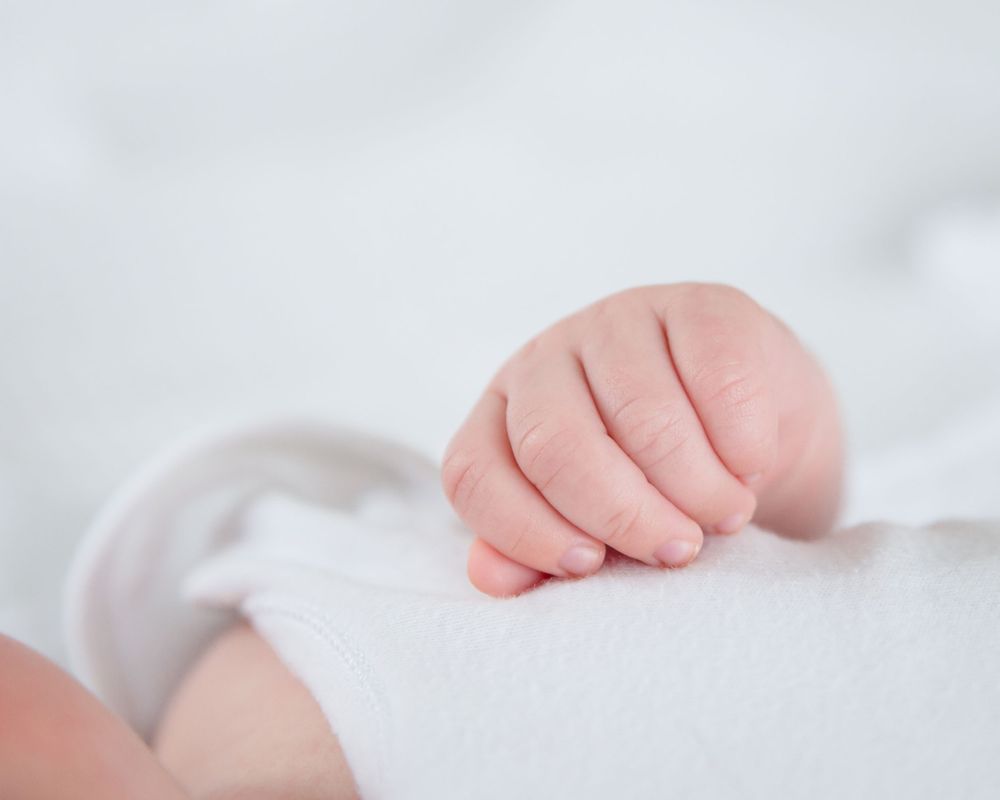 close up of baby hand