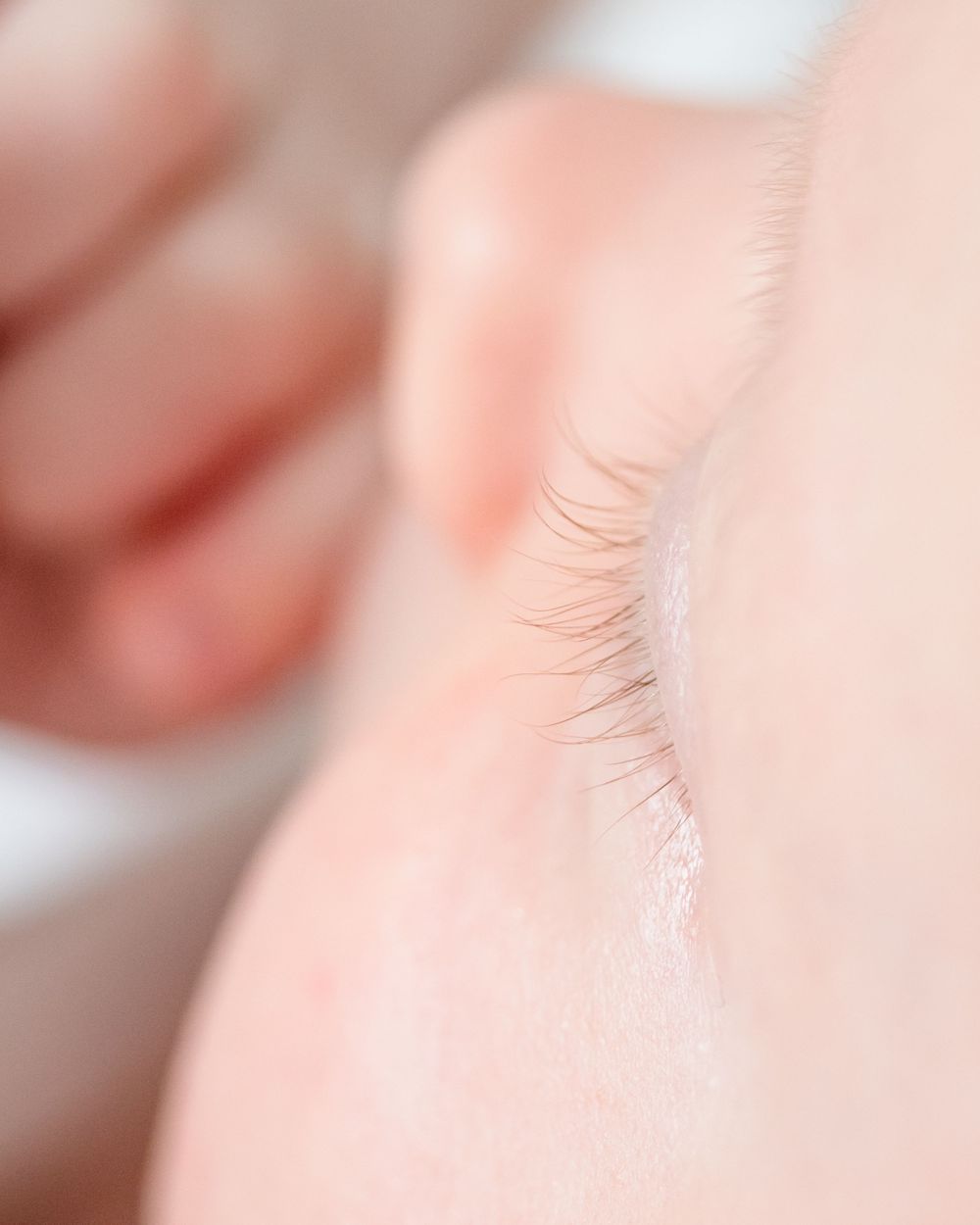 close up of baby eyelashes