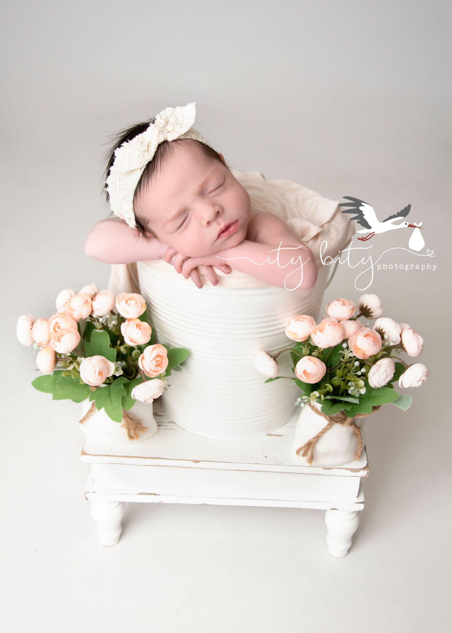 Baby Nora North Olmsted Newborn Photographer Bucket Floral