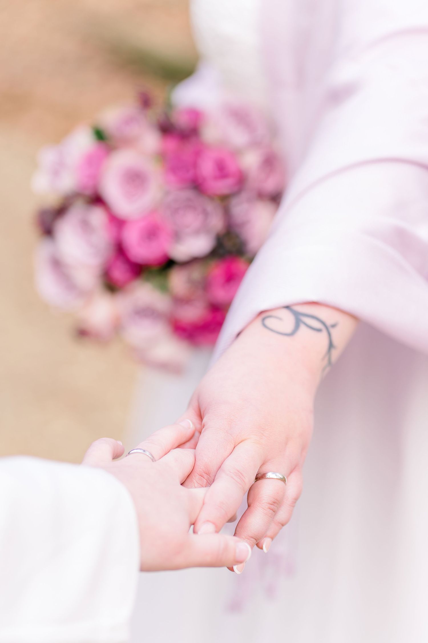 new forest pink roses lesbian wedding