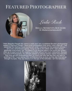 Professional photographer profile page with elegant design and black and white photography.
