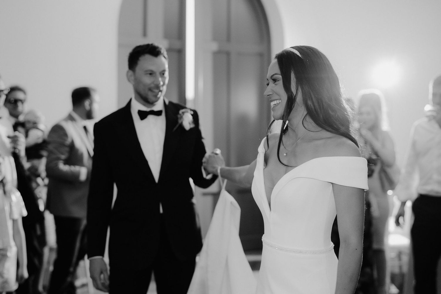 bride-and-groom-entrance-stockton-house-wedding-shropshire