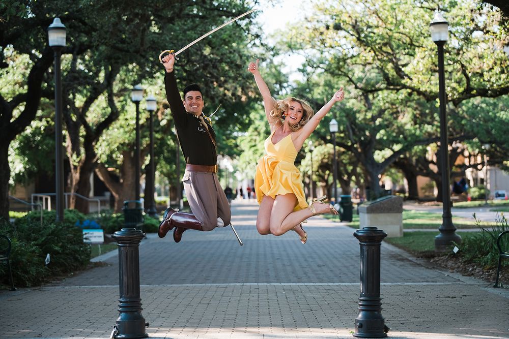Military Walk at Texas A&M University Engagement Photography