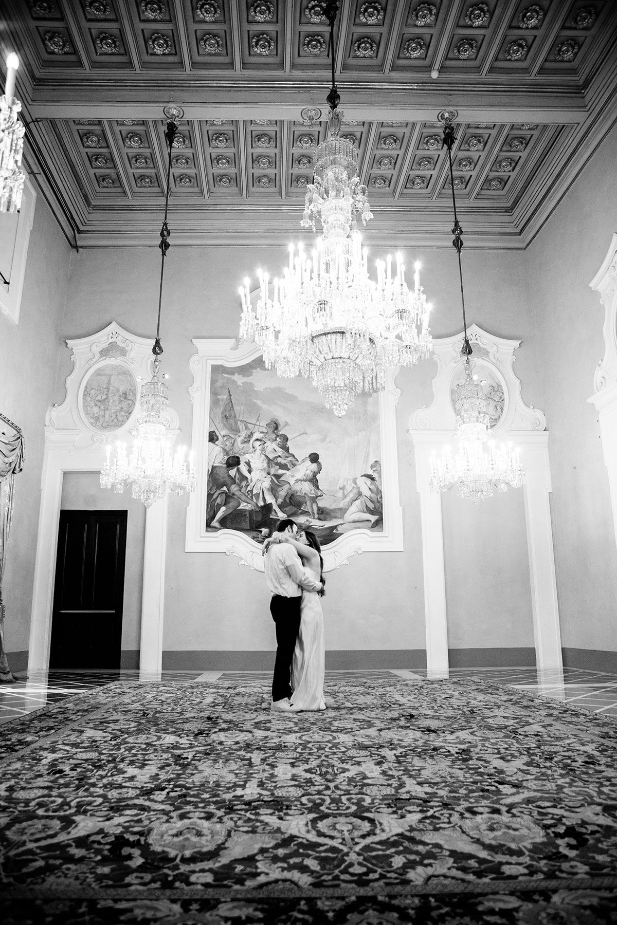 first dance with just the bride and groom at the Four Seasons Hotel in Florence captured by elopement photographer