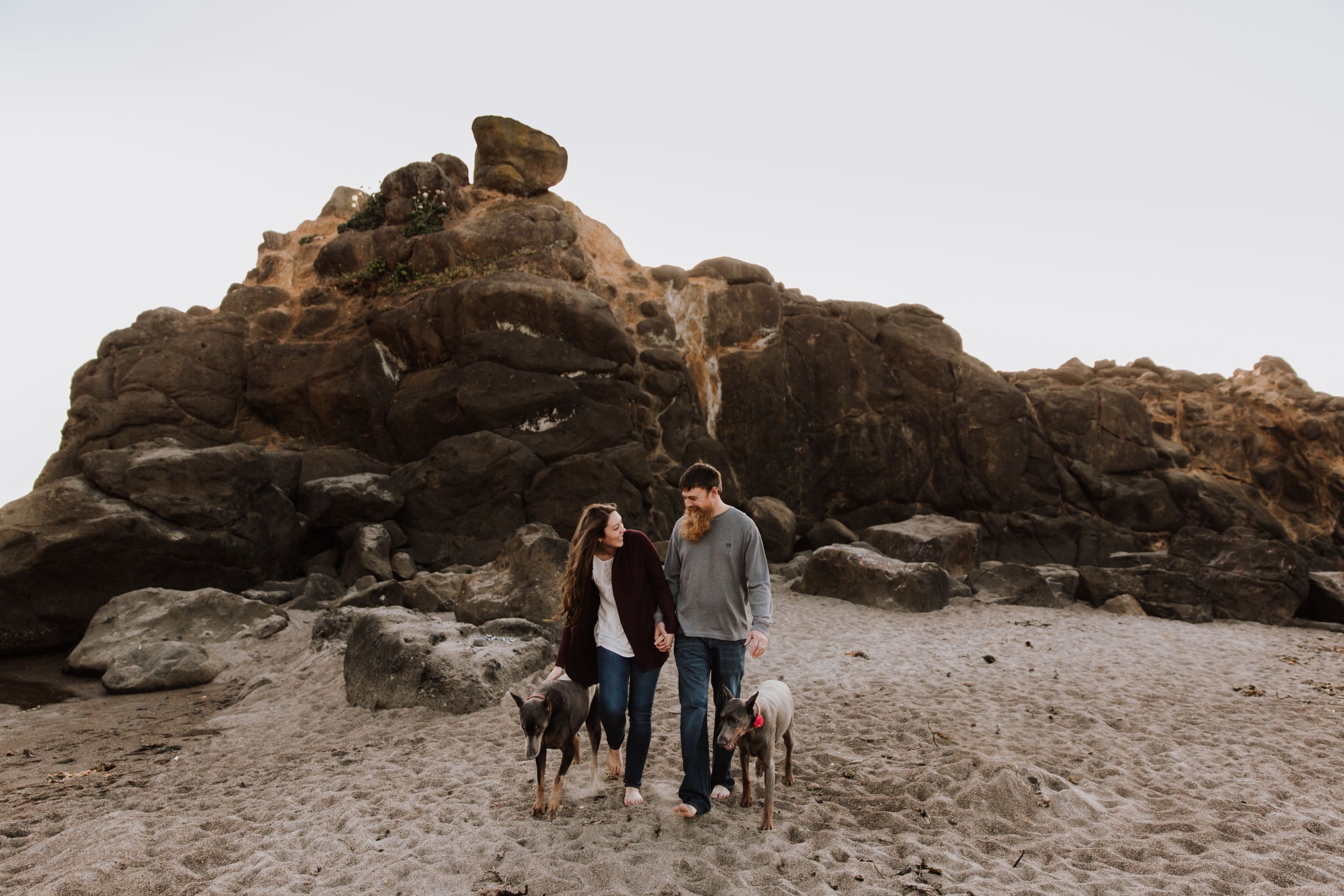 family walking on beach