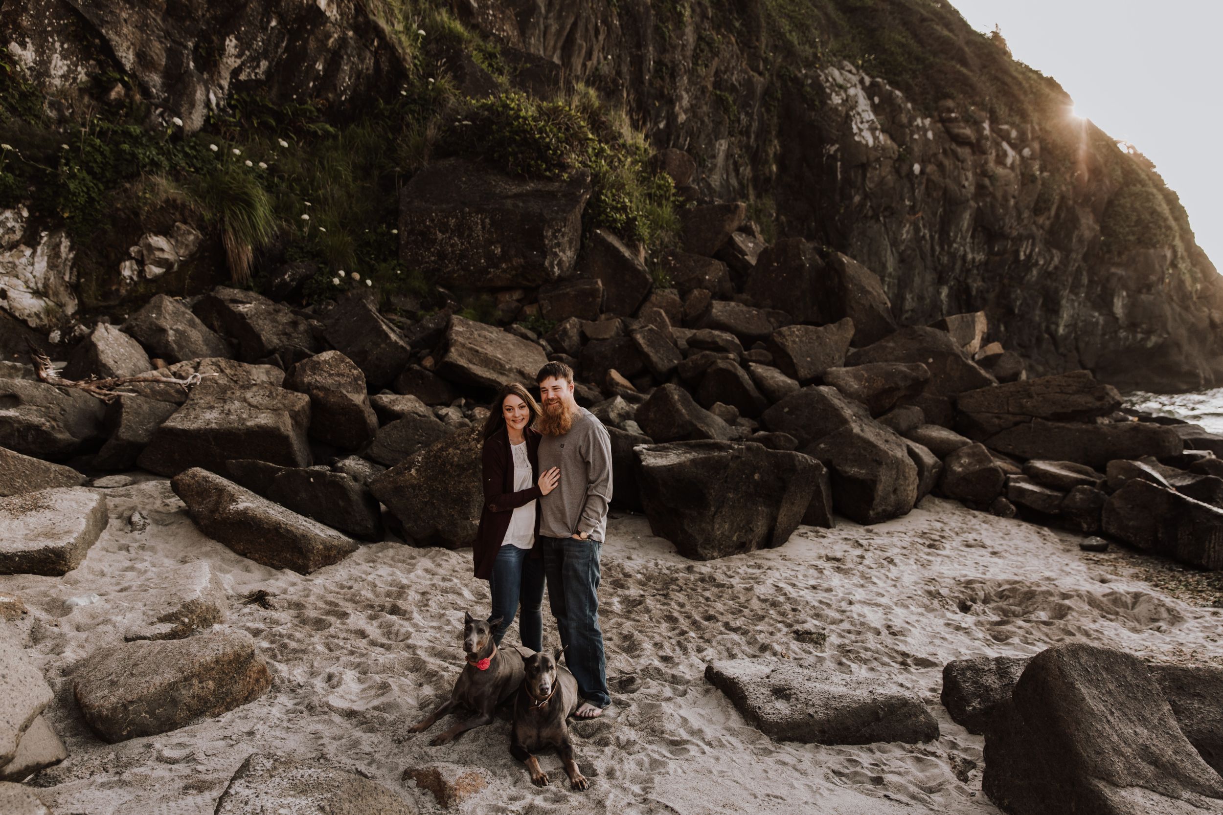 family on beach