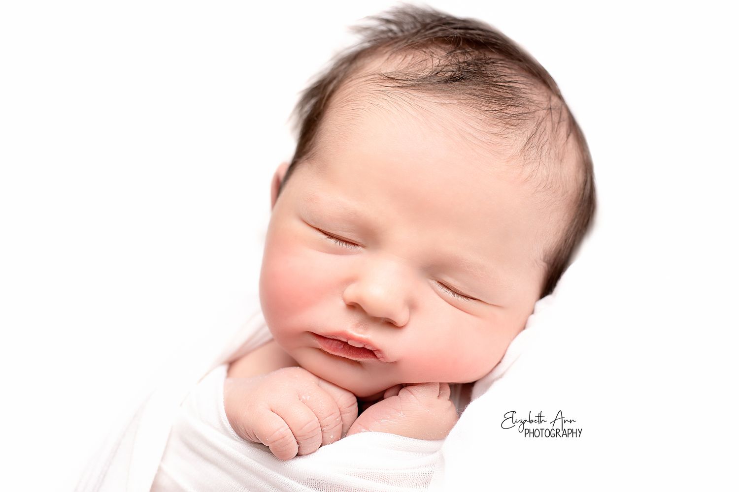 Newborn with white backdrop; Elizabeth Ann Photography Wisconsin