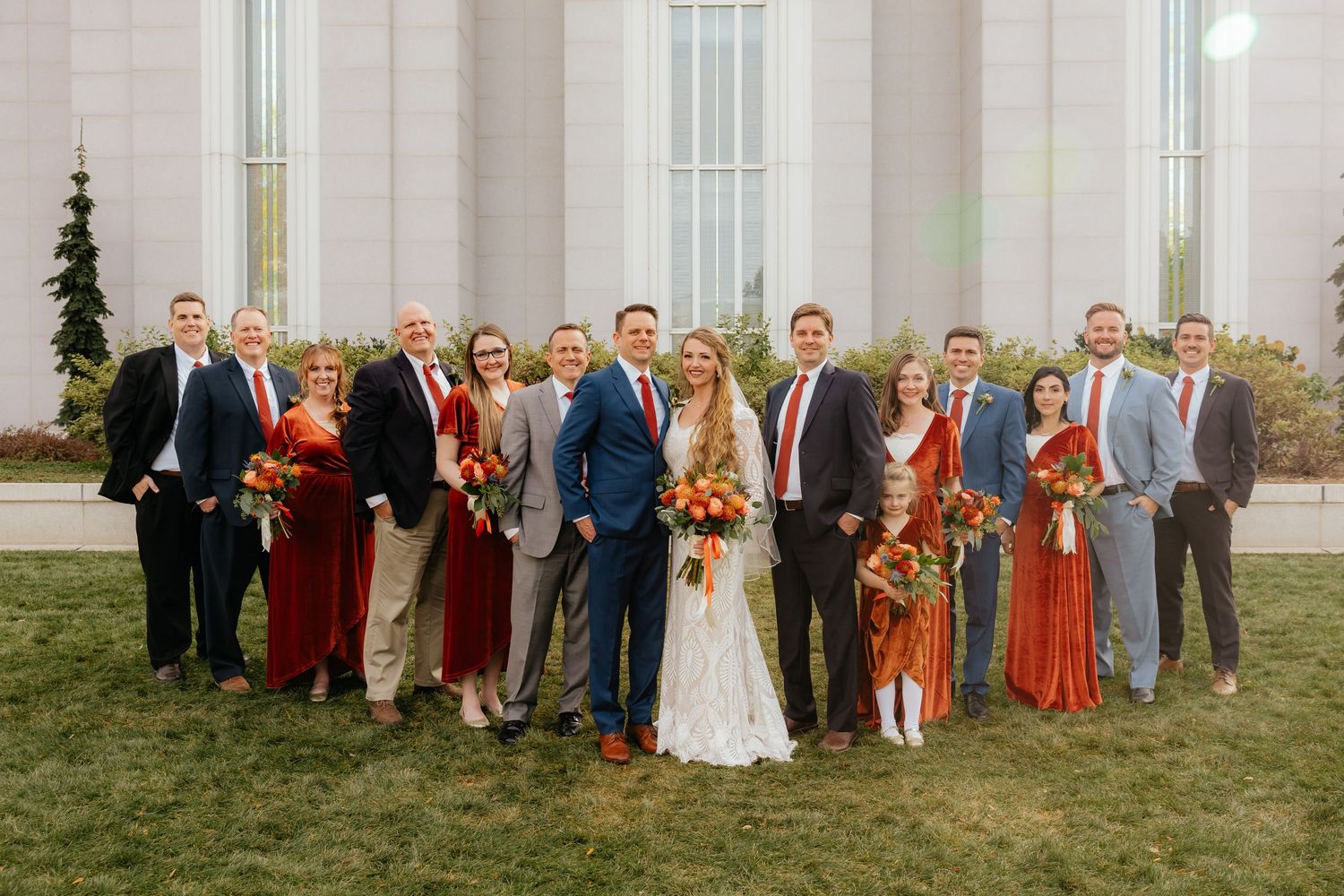 Wedding Bridal Party at the Mount Timpanogos Utah LDS Temple