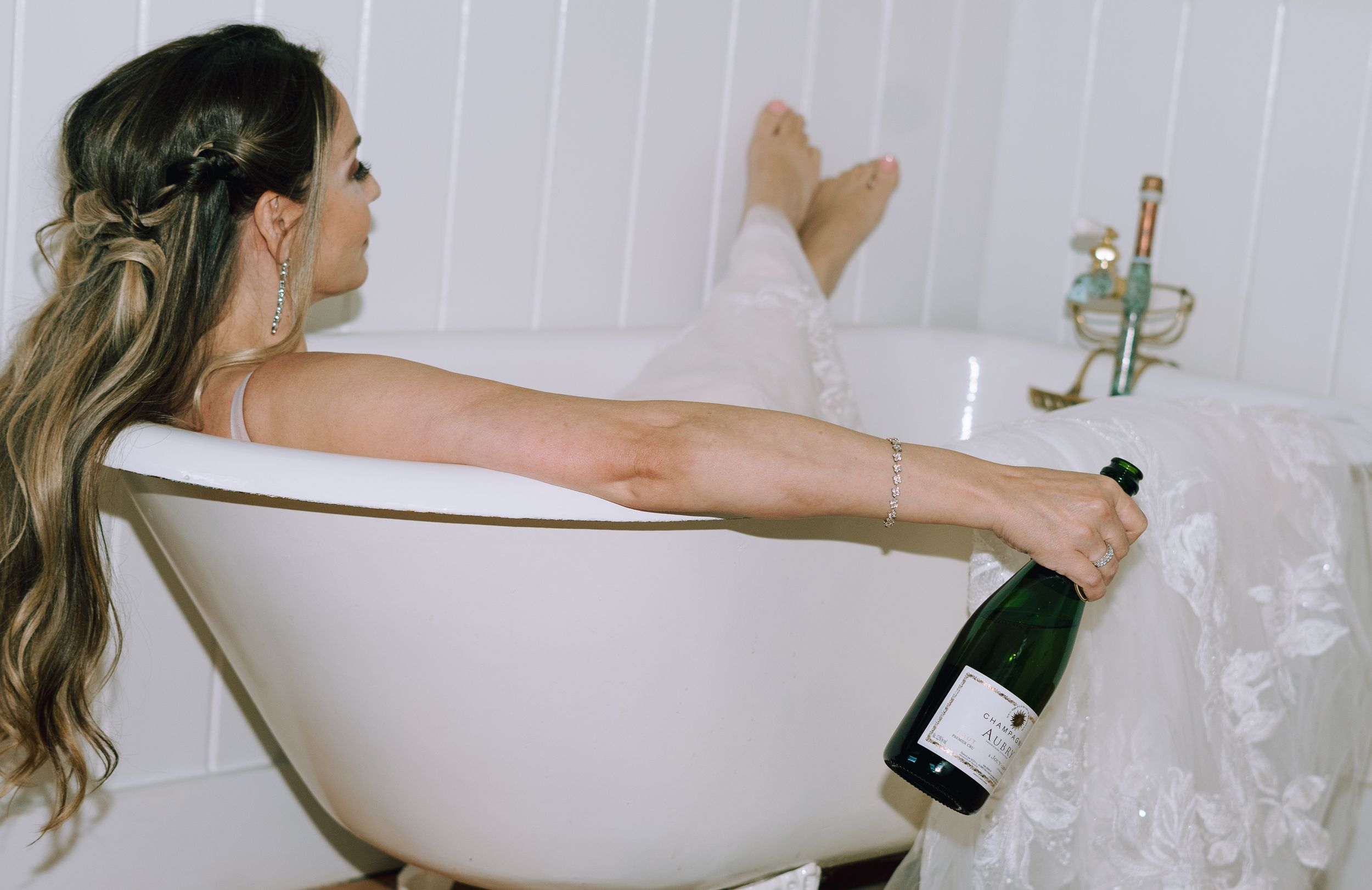 bride in bath