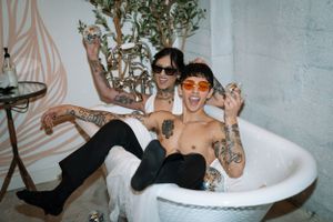 tattoo bride and groom portraits