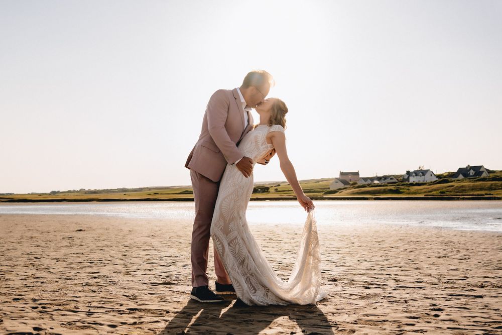 bride and groom photo golden hour beach county clare ireland
