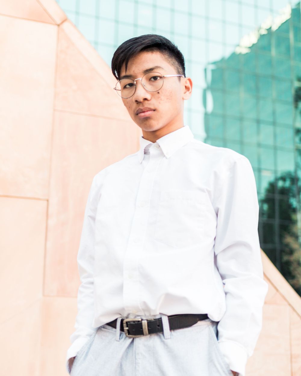 High School Senior Portraits taken at Noguchi Garden in Costa Mesa, CA