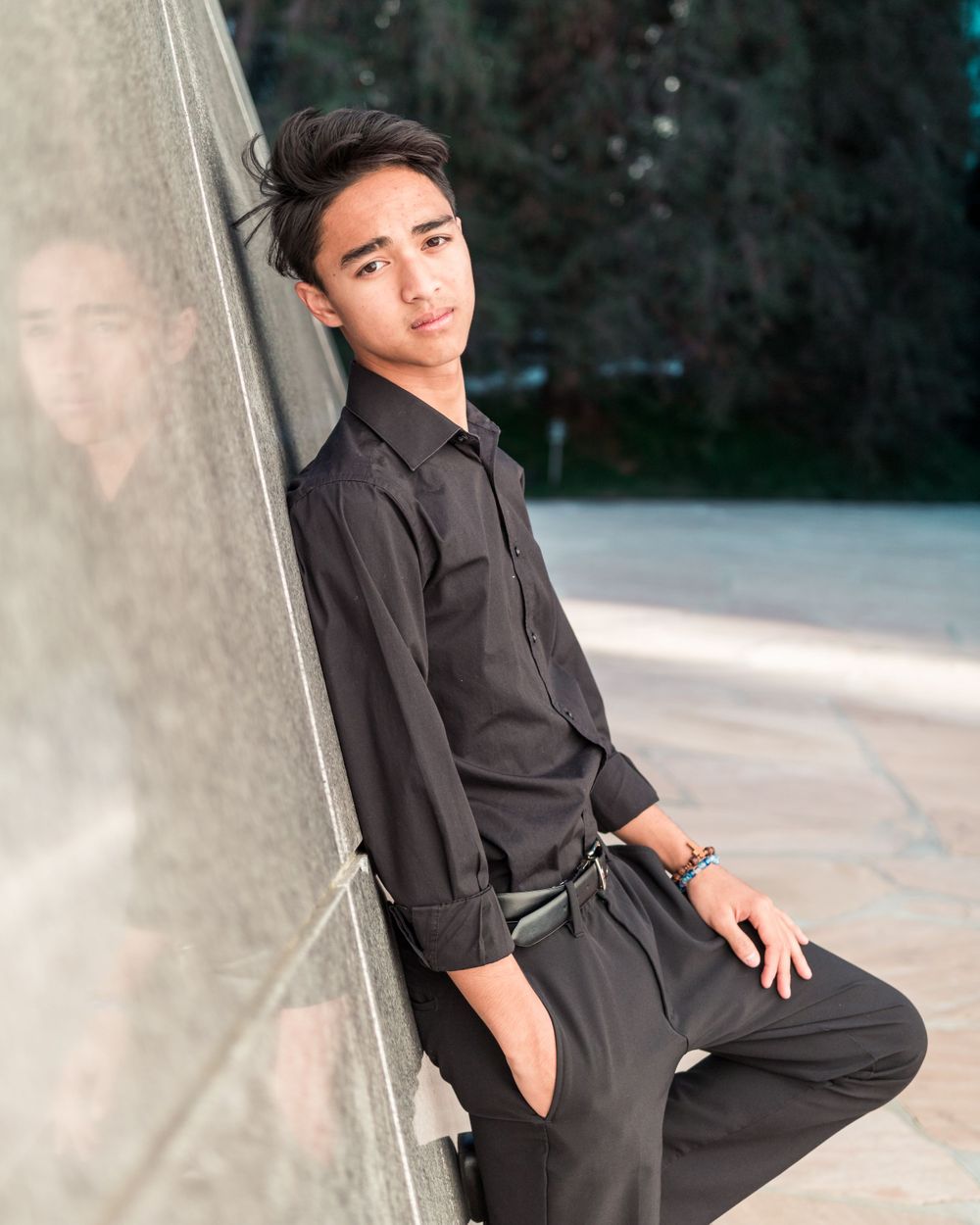 High School Senior Portraits taken at Noguchi Garden in Costa Mesa, CA with Outfit Change