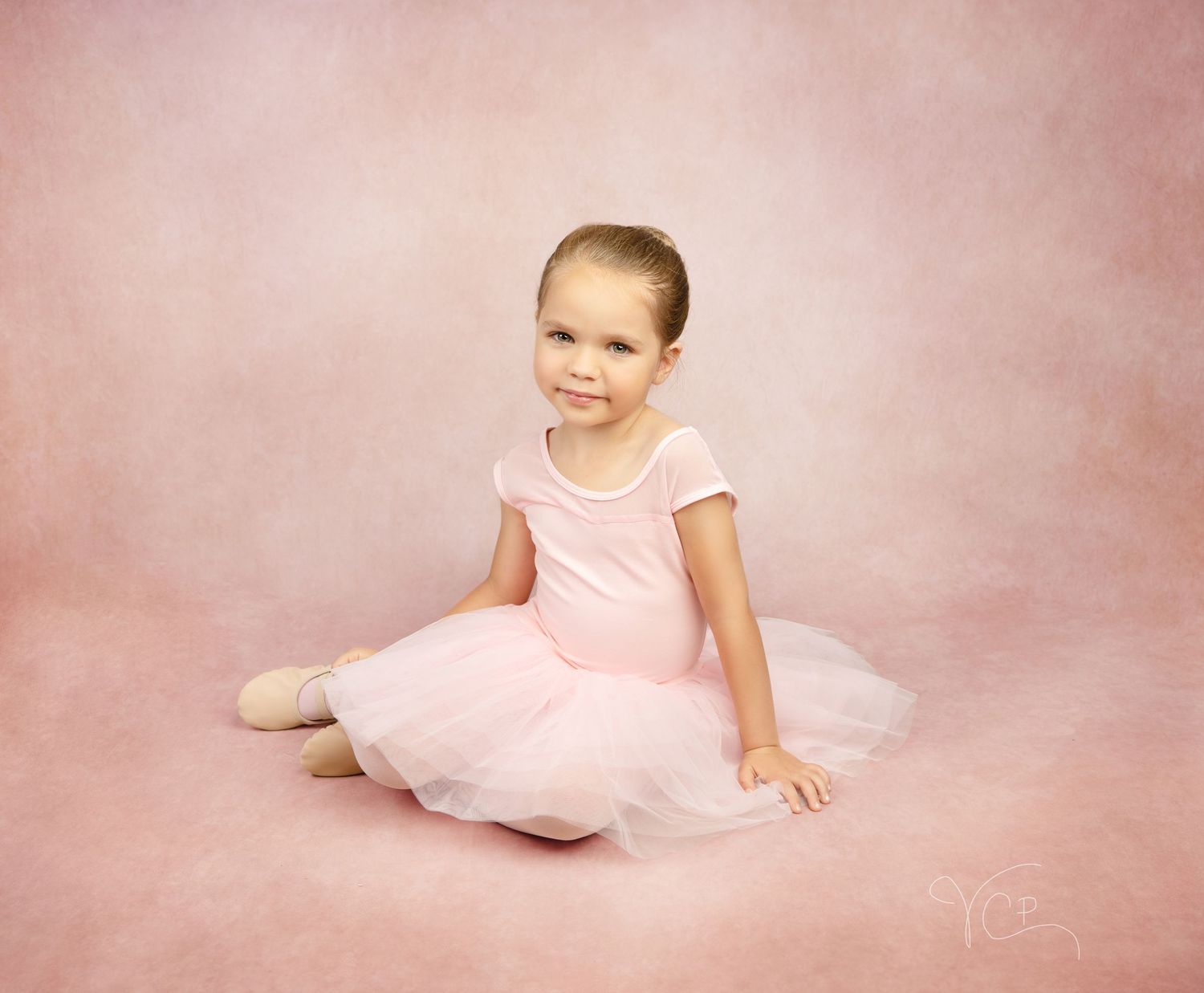 girl poses for studio ballet portrait