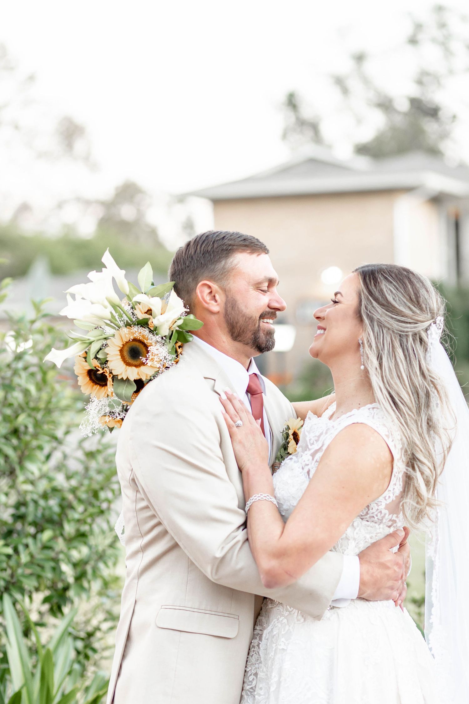 Bride and groom in Independence, LA