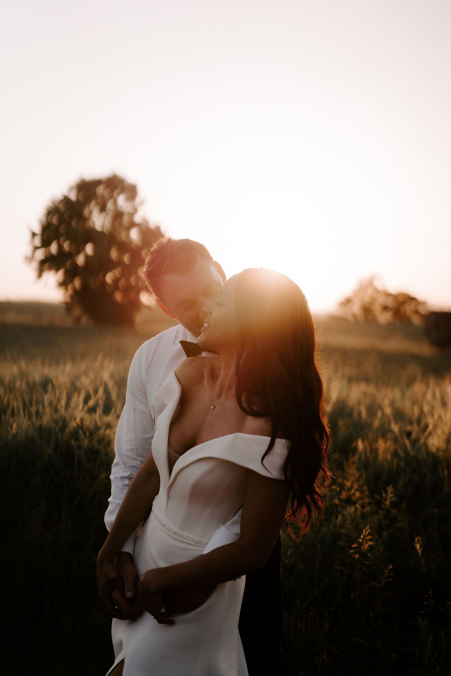 bride-and-groom-sunset-golden-hour-stockton-house-wedding-shropshire