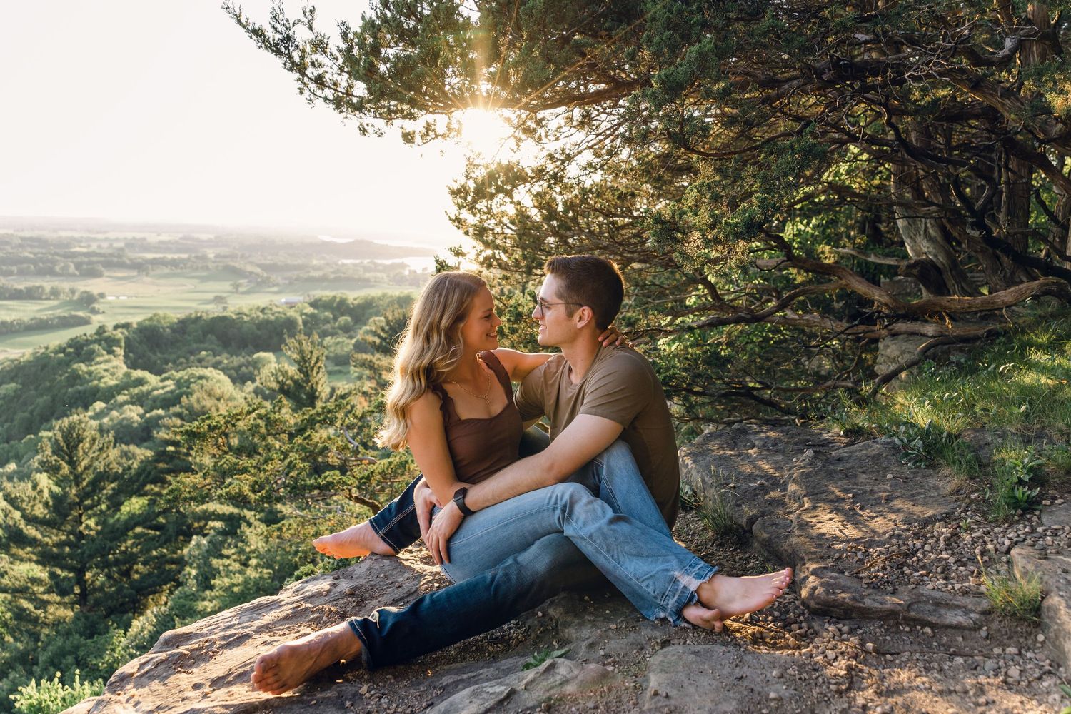 Wisconsin Engagement Photo of couple in Gibraltar Rock State Natural Area