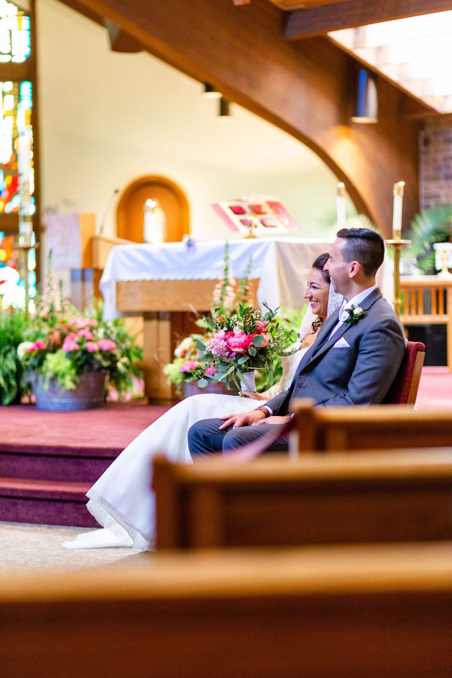 bride and groom sit at a cleveland, ohio wedding
