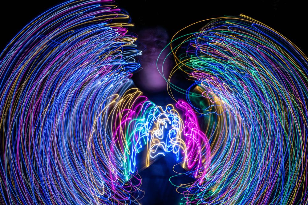 A woman making light trails