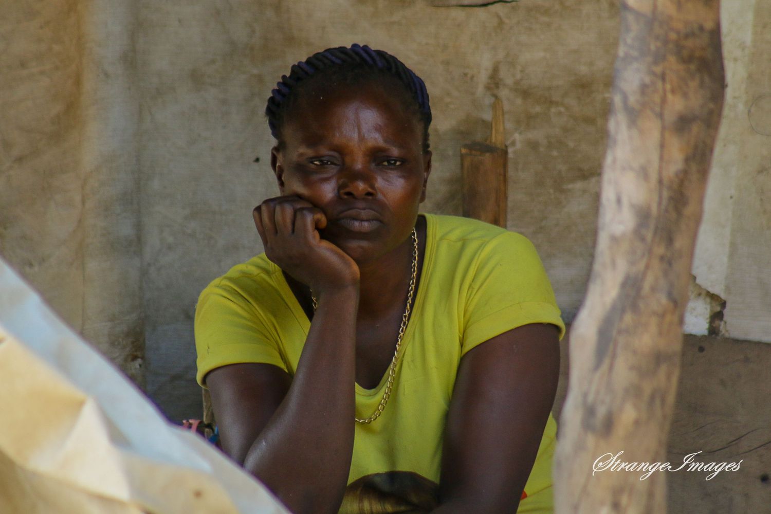 a woman in deep thought