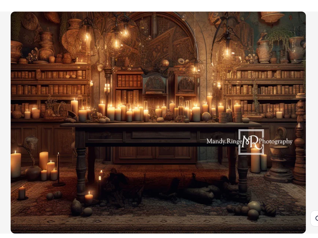 A mystical library scene with glowing candles and ancient books creating a magical atmosphere.