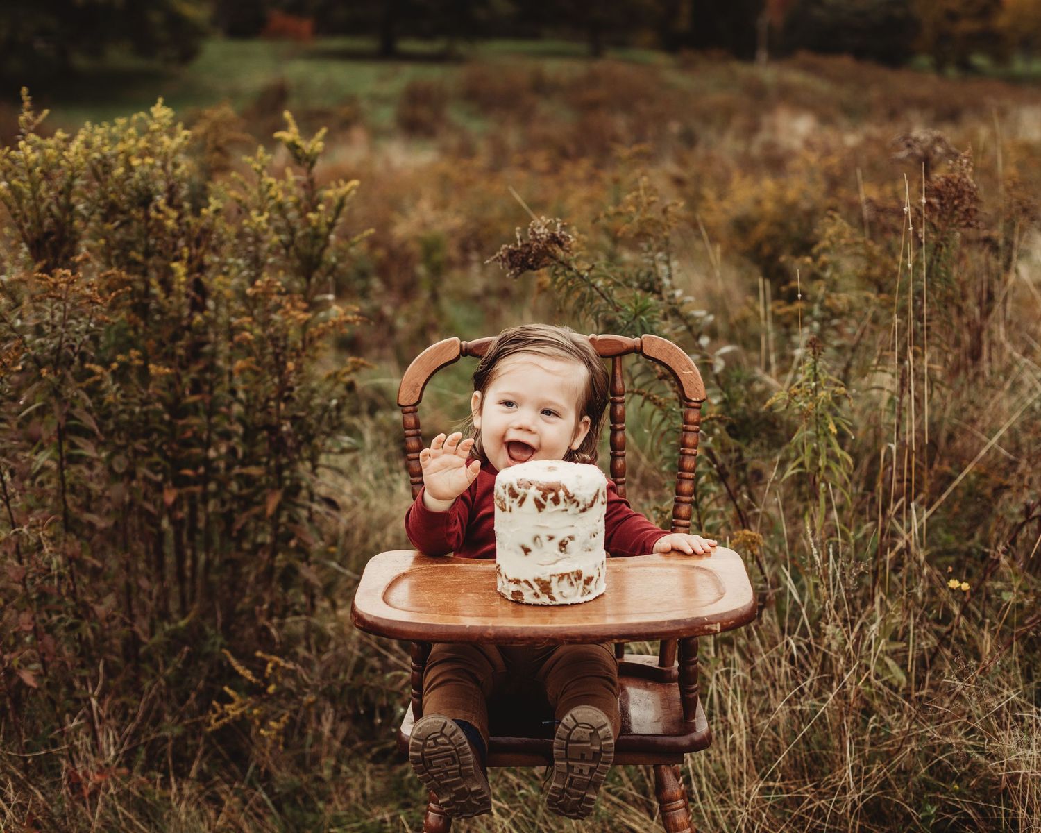 boho outdoor cake smash in Augusta Maine- Gallagher Photography