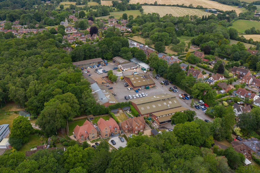 Drone shot of a small business park