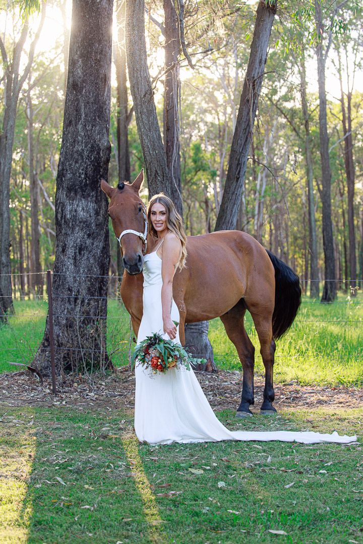 bride with horse photo