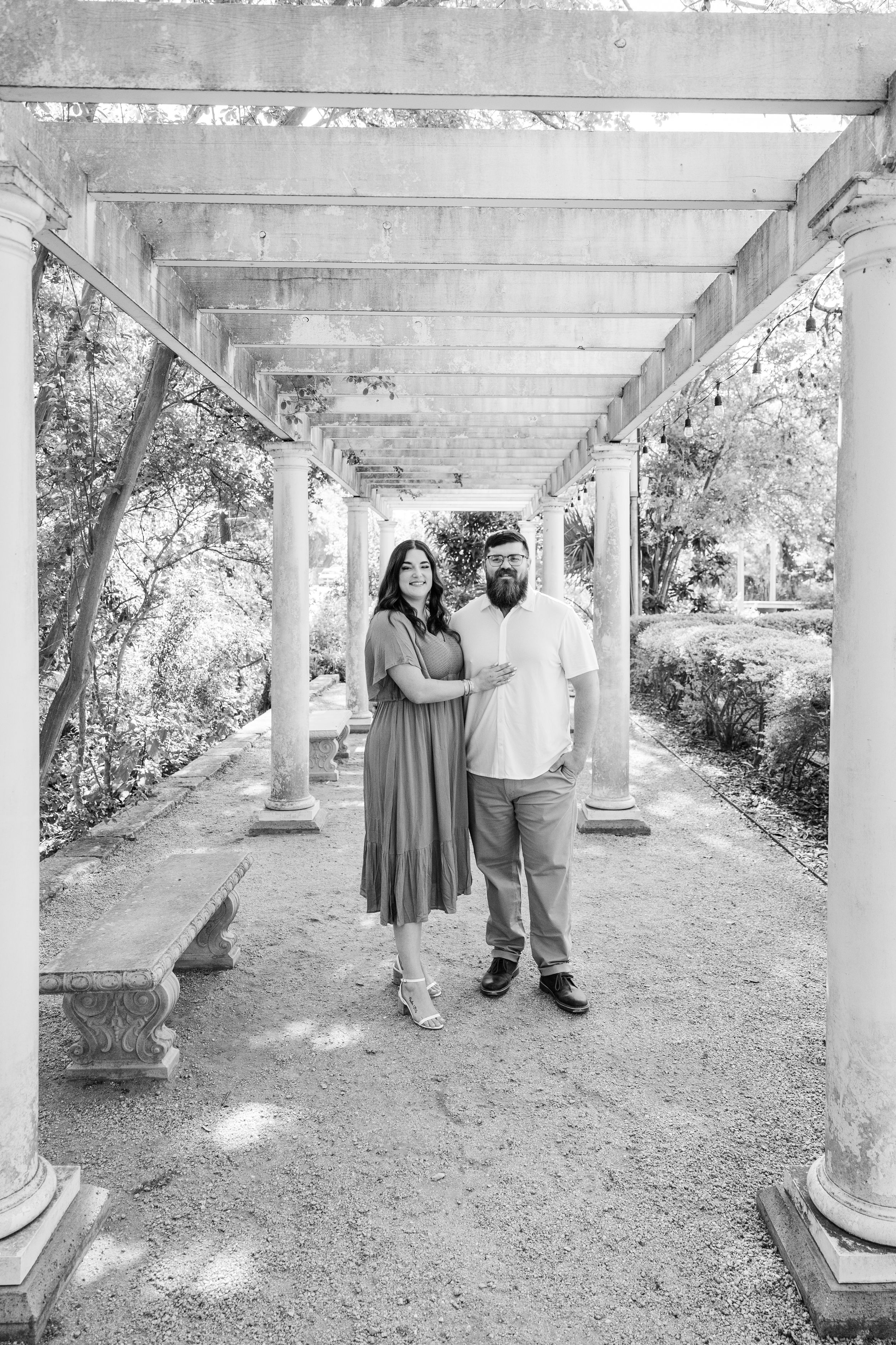 engagement portrait Laguna Gloria pergola