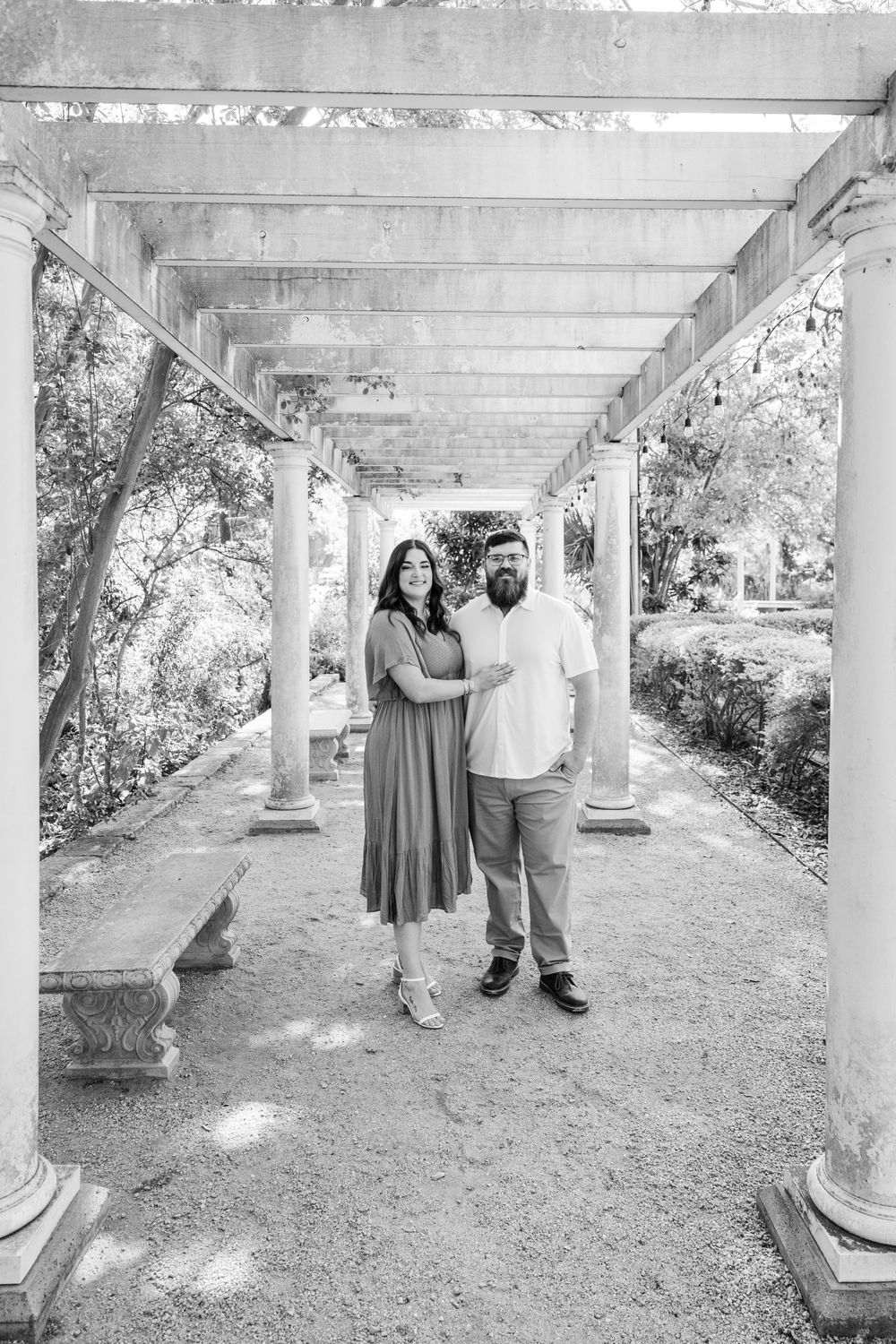 engagement portrait Laguna Gloria pergola