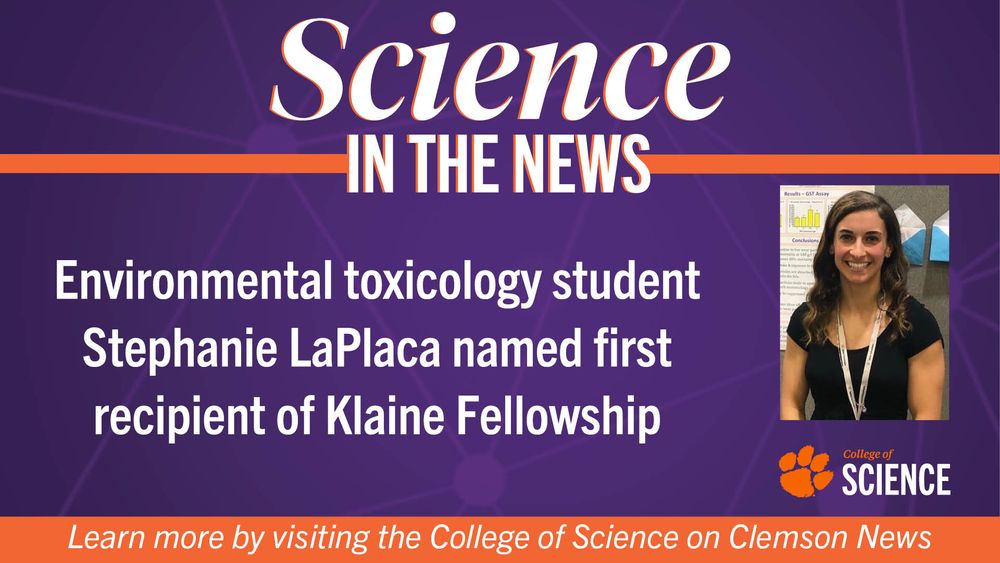 Science news announcement banner featuring Stephanie LaPlaca receiving the Klaine Fellowship.