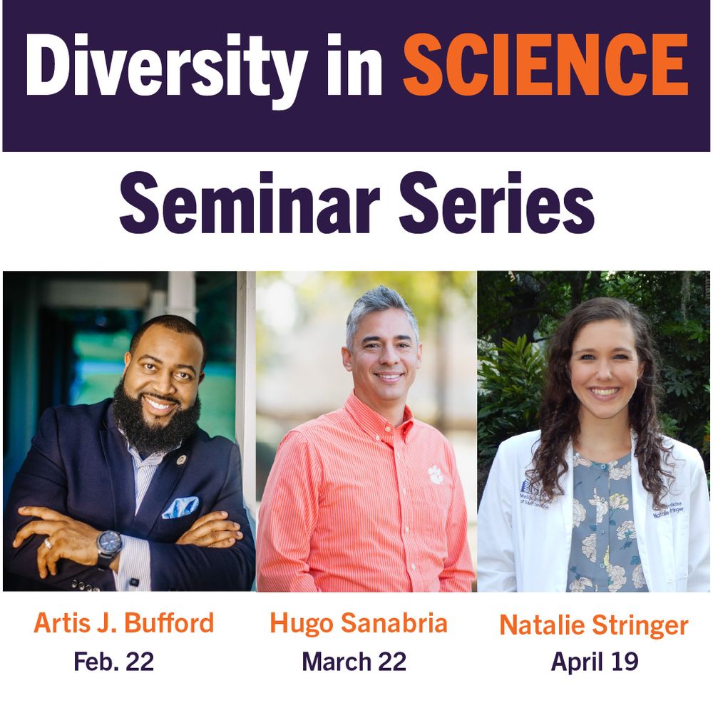 Purple promotional banner showing three speakers for a Diversity in Science seminar series.