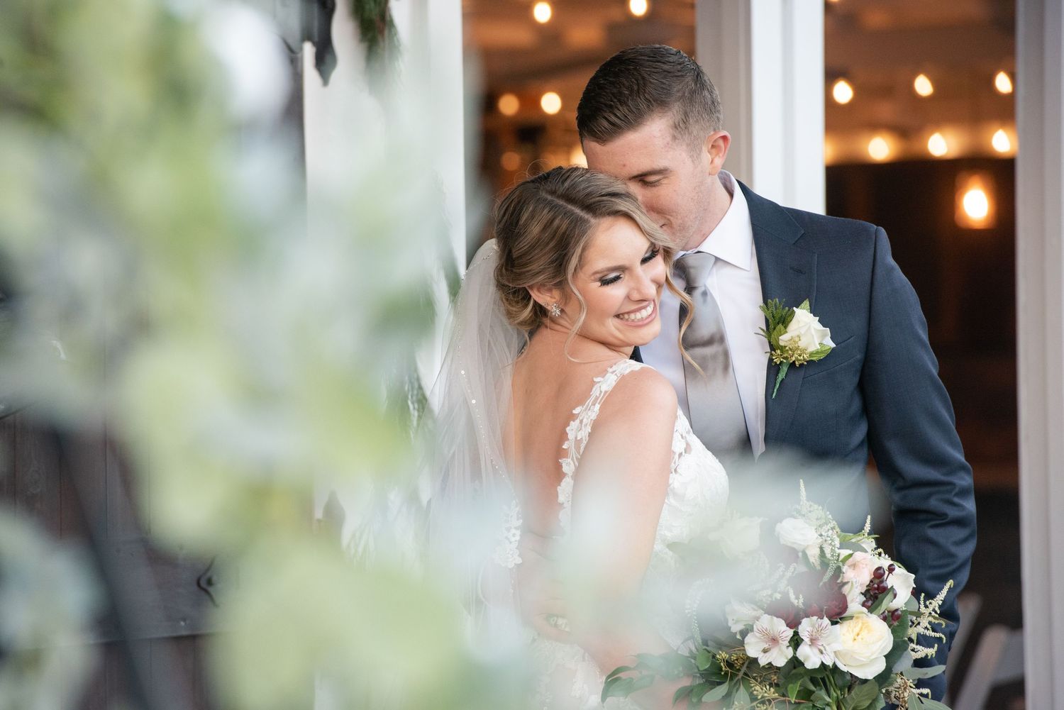 Bride and Groom First Look - Hamilton Manor Wedding - Lynn Monaco Photography
