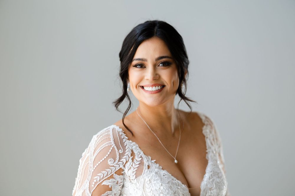 Relaxed bridal portrait on wedding day at Jorgensen Farms in Westerville, Ohio.
