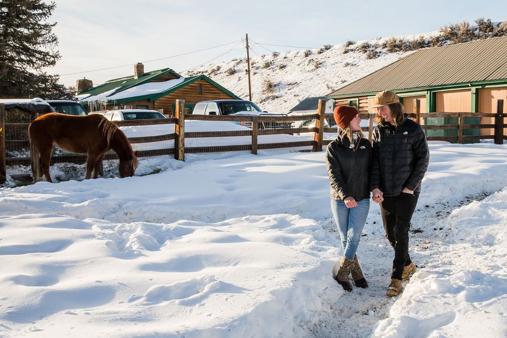 couple with horse in kremmling colorado