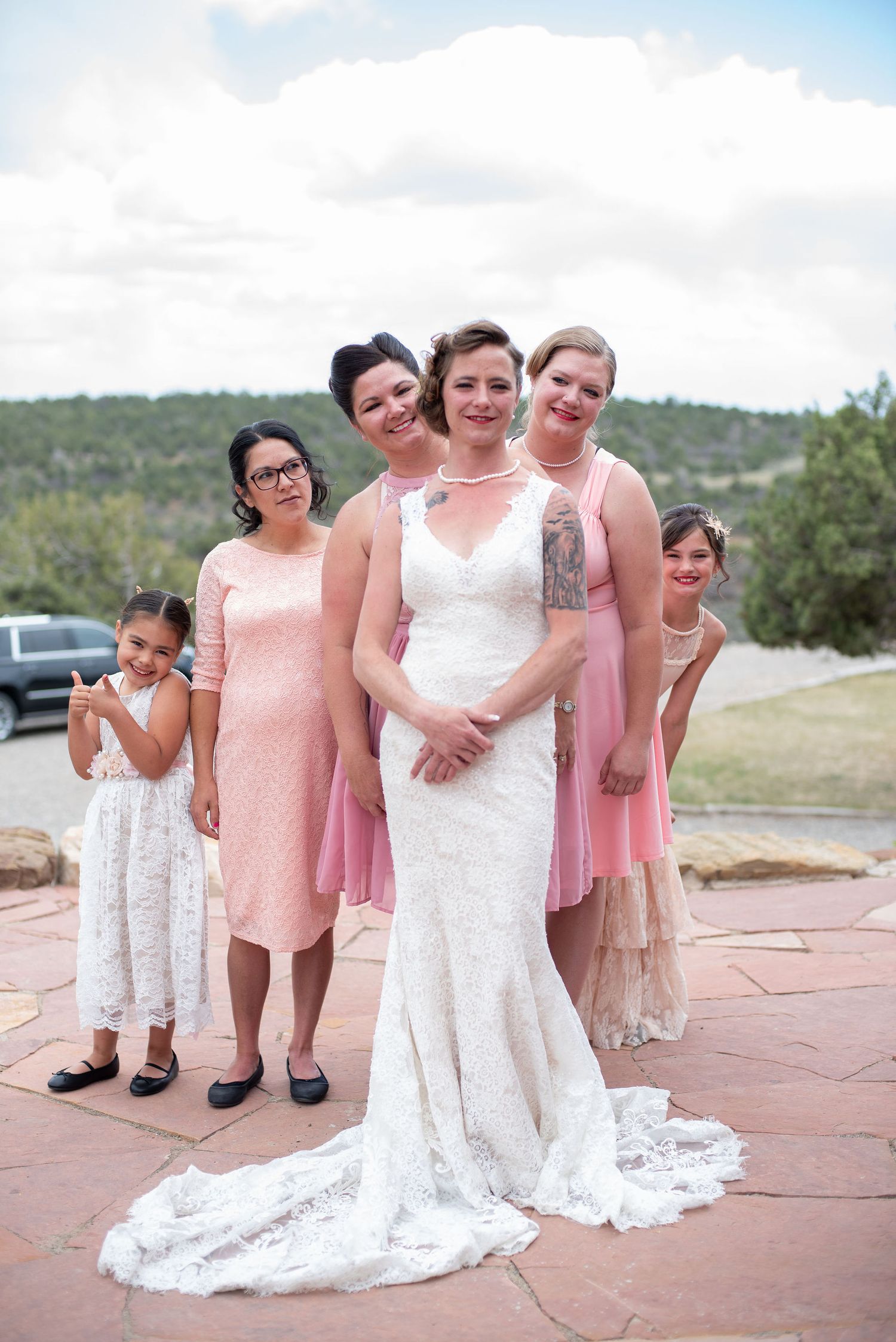 Bride and her bridesmaids
