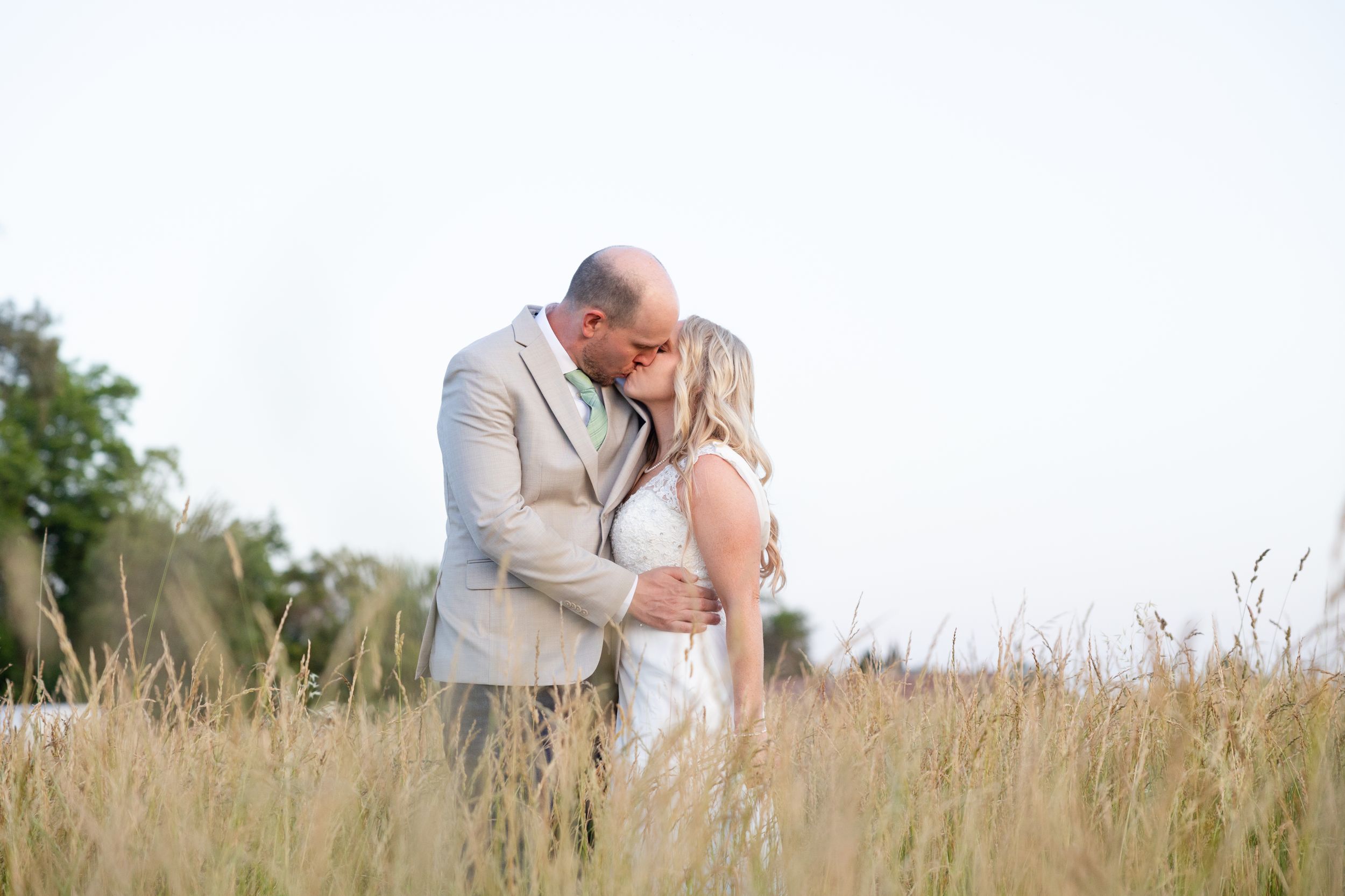 Bride and Groom in Field in Orland, California Wedding, Northern California