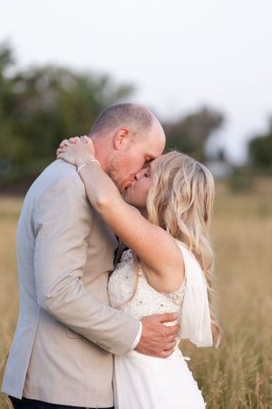 Bride and Groom in Field in Orland, California Wedding, Northern California