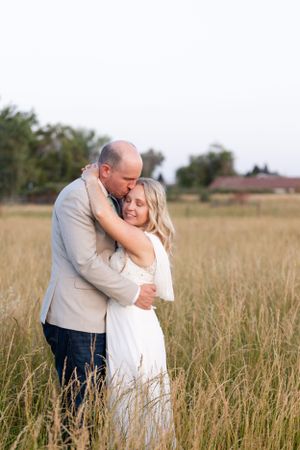 Bride and Groom in Field in Orland, California Wedding, Northern California