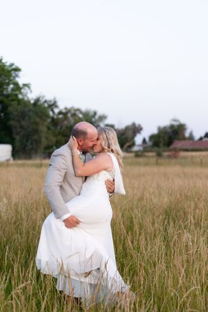 Bride and Groom in Field in Orland, California Wedding, Northern California