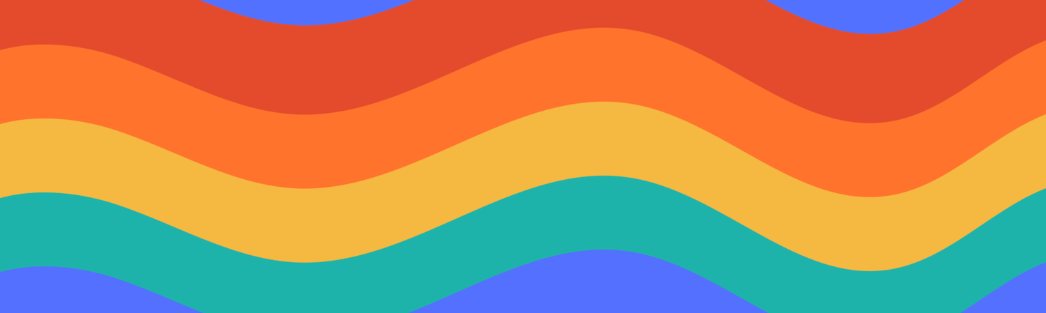 Undulating rainbow stripes pattern on bright background.